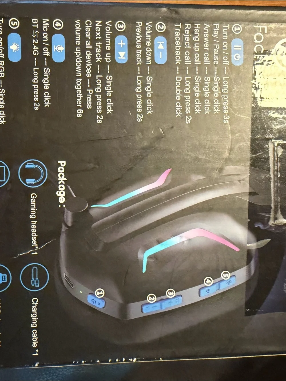 FC-300 Wireless Gaming Headset — Black with Blue & Pink Accents